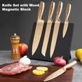 thumbnail image 3 of Kitchen Knife Set, 6-Pieces Rose Gold Titanium Coated Knife Block Set with Wood Magnetic Knife Block, Non-stick & Non-slip Stainless Steel Sharp Chef Knife Set, Knives Set for Home Kitchen, 3 of 7