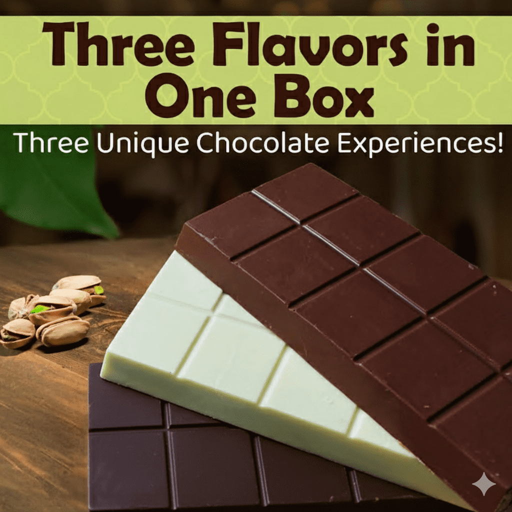 Dubai Chocolate Bar Variety Pack 3-Pack | Dark, Milk & White Pistachio Kunafa Chocolate Bars | Viral Knafeh Gift Set | 21oz (600g) | Shipped with Ice Packs
