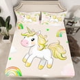 thumbnail image 2 of Feelyou Cartoon Unicorn Animal Full Size Sheets, Kawaii Cloud Rainbow Bed Sheets, Teens Kids Boys Girls Sheet Sets, Super Cozy Room Decor, 4 Pieces, 2 of 7