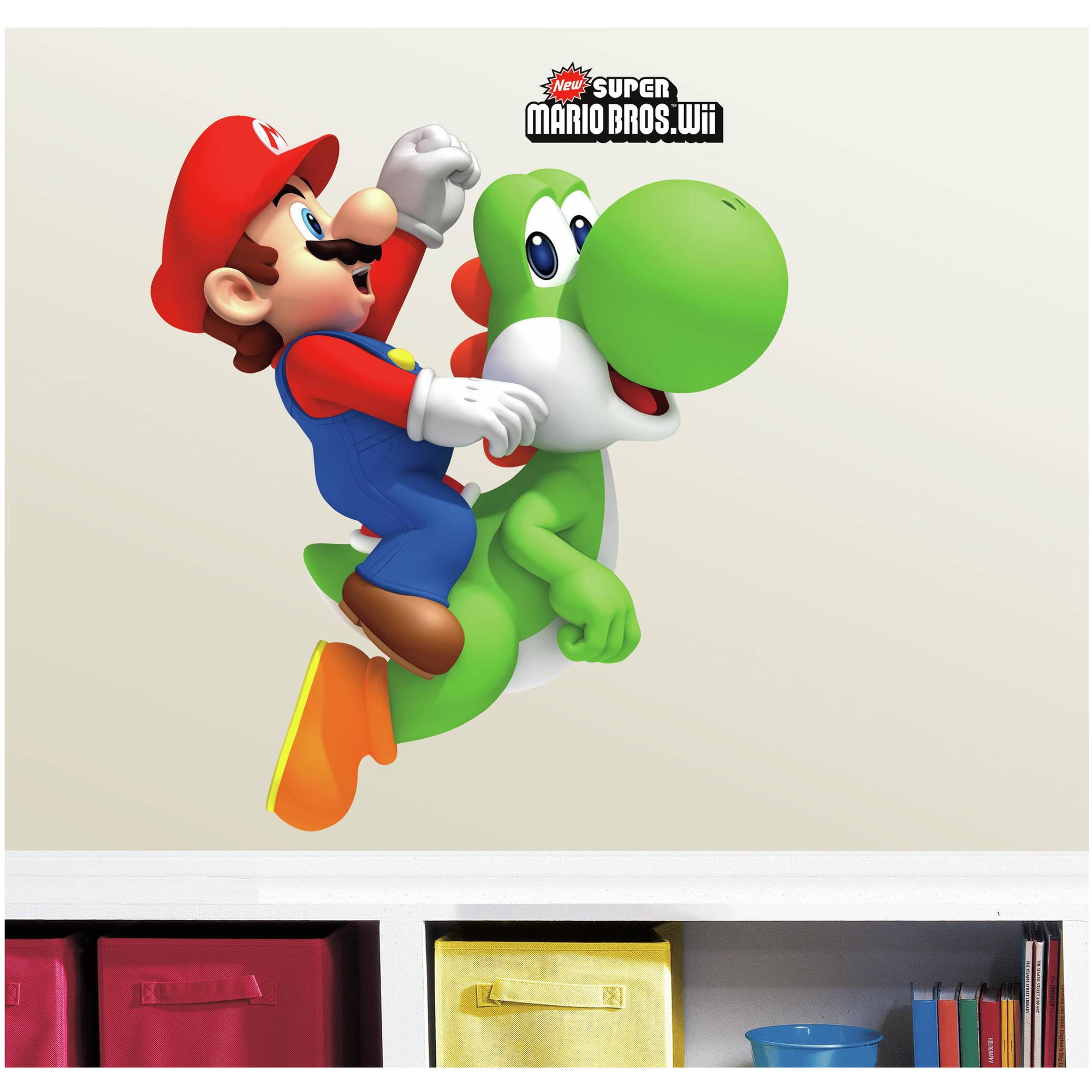 RoomMates Mario and Yoshi Peel and Stick Giant Wall Decals, 23'W x 32'H, Green and Red