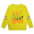 thumbnail image 3 of Krdevn Kids Everyday Is Halloween Skeleton Pumpkin Ghost Baseball Graphic Crewneck Sweatshirt Long Sleeve Casual Pullover Top for Halloween Holiday Wear Yellow,11-12 Years, 3 of 4