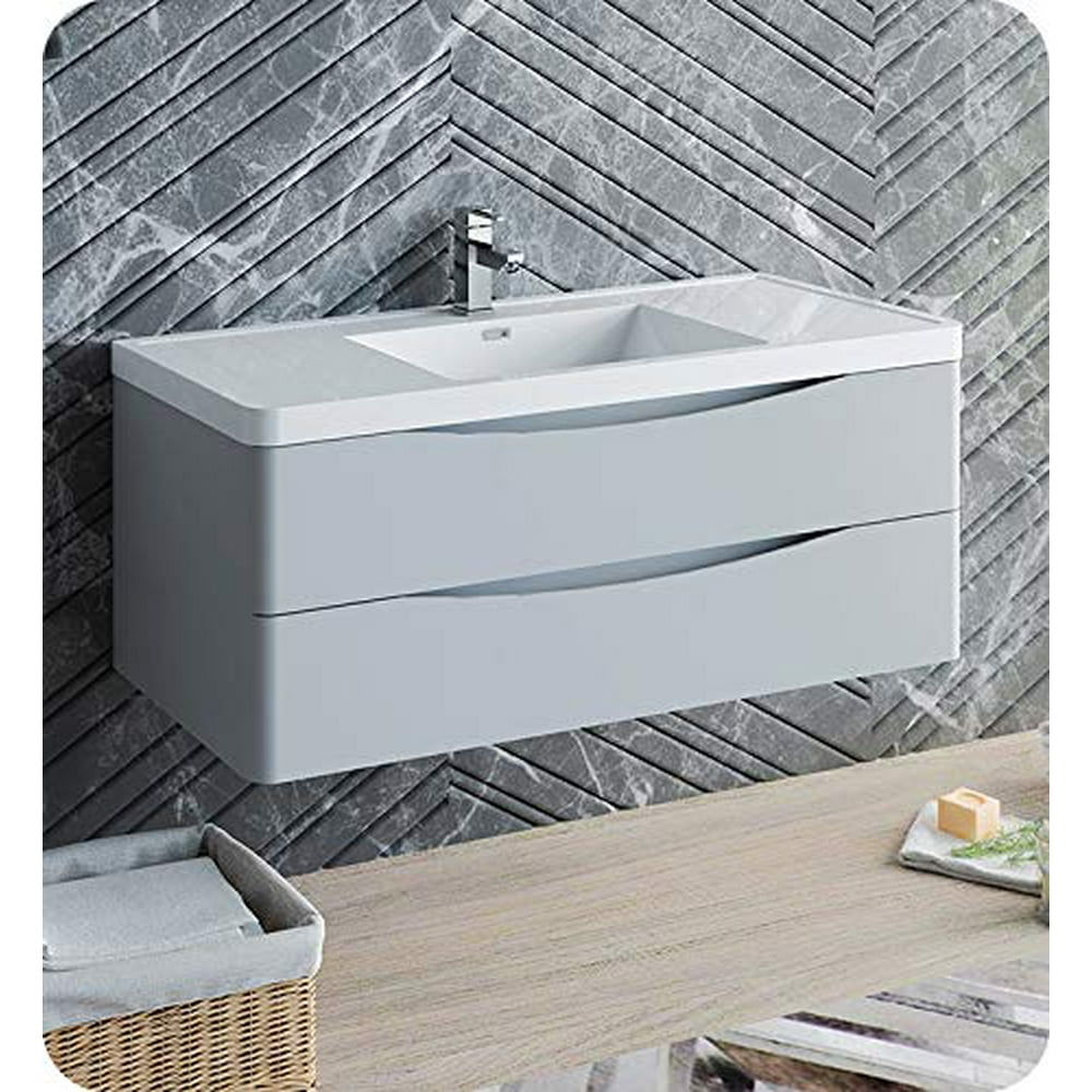 Fresca Tuscany 48" Glossy Gray Wall Hung Modern Bathroom w