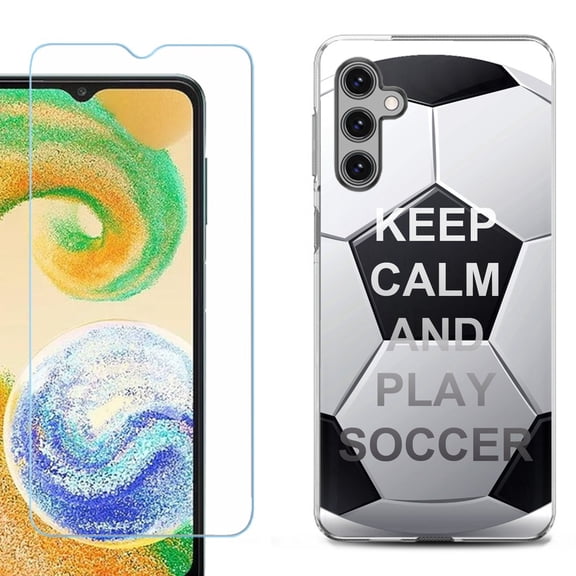 For Samsung Galaxy S25 5G Phone Case Cover, Shockproof Case with Tempered Glass Screen Protector, by OneToughShield - Keep Calm Soccer