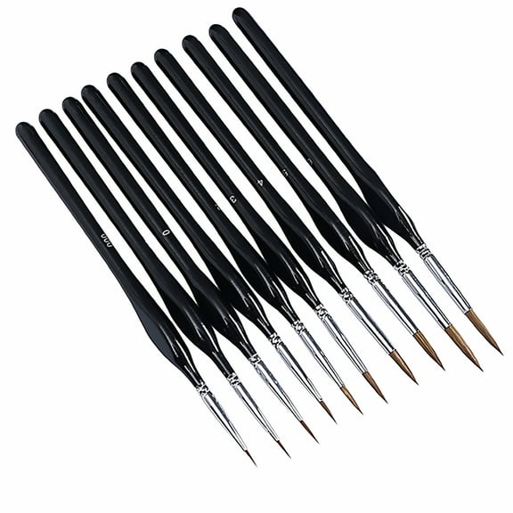 CCOCC 10Pcs Small Fine Tip Paintbrushes Micro Detail Paint Brush Set Triangular Grip Handles Art Brushes for Acrylic Watercolor Oil Craft Models Tools Home Black
