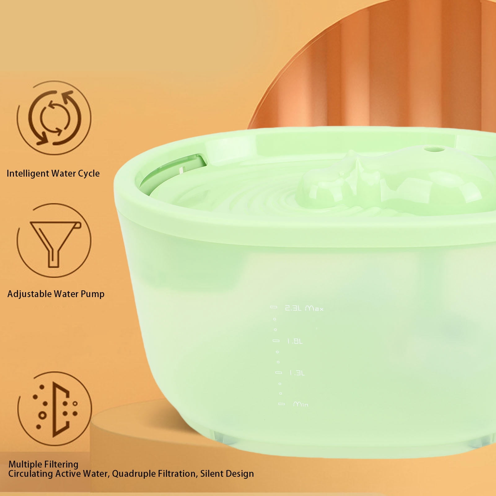 BOKYAN Smart Quiet Pet Water Fountain – Large Capacity, Automatic Circulation & Filtration for Cats & Dogs