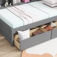 thumbnail image 3 of Twin Size L-Shaped Bookcase Bed with Built-In Charging Station, 2 Storage Drawers & Solid Wood Frame, No Box Spring Needed, Space-Saving Multifunctional Sofa Bed, Easy Assembly, Grey, 3 of 9