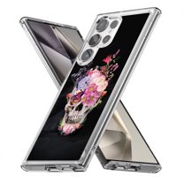 TalkingCase Slim Fit Phone Case Compatible for Samsung Galaxy S24 Ultra(Not S24, S24  Plus), Flower Skull Print, Lightweight,Flexible, USA Print