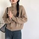 thumbnail image 5 of Cárdigan gris de cuello alto Rimocy para mujer, suéter de punto de manga larga estilo coreano para mujer, suéter de punto con botones de color liso Harajuku para mujer, 5 of 5
