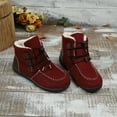 thumbnail image 4 of Dasayo Furry Women Boots Footwear Non Slip Red Ankle Round Toe Snow Winter Lace up Shoes Women's Shoes 43, 4 of 8