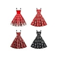 thumbnail image 6 of KelaJuan Women Christmas Dress Snowflake Print Double Spaghetti Strap Sleeveless A-line Dress Big Swing Holiday Cami Dress, 6 of 6