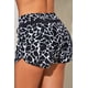 thumbnail image 1 of ABPHQTO Shorts de baño de cintura alta con cordón y estampado de patrones negros para mujer, 1 of 5
