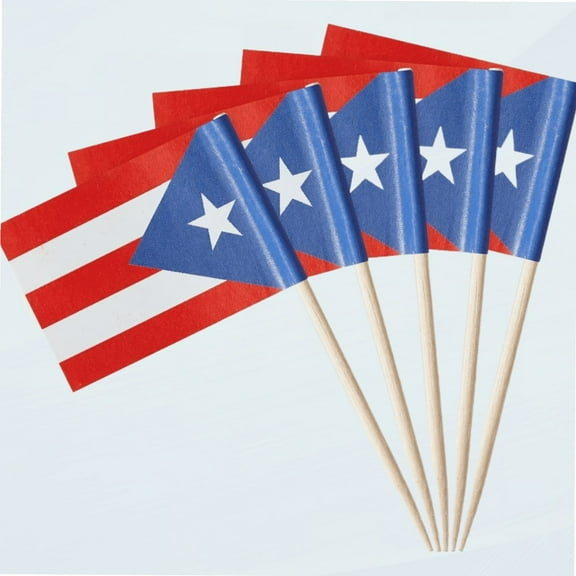 100 Pcs Puerto Rico Flag Puerto Rican Toothpick Flags Small Mini puerto rica Cupcake Toppers Stick Flags Decorations