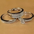 thumbnail image 3 of Hitanshu Jewels Round Cut Cubic Zirconia 14K White Gold Finish For Womens & Mens Trio Set Wedding Ring, 3 of 4