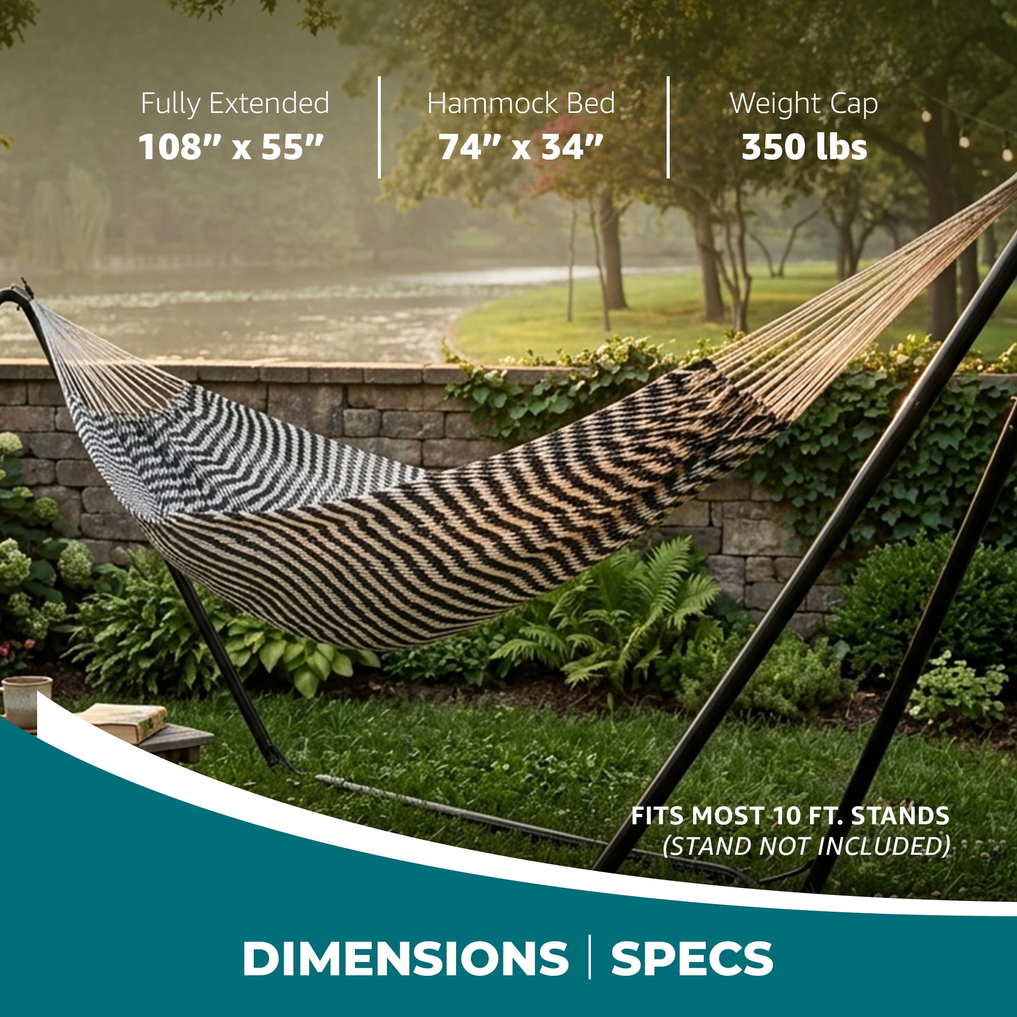 BLISS Weekender Rope Hammock - Blue & Natural