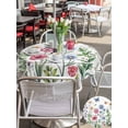 thumbnail image 5 of Outdoor Tablecloths with Umbrella Hole & Zipper, Spring Floral Round Tablecloths 60 Inch, Pink Blue Flowers Butterfly Wooden Waterproof Table Cloth, Patio/Pool/Picnic Table Covers, 5 of 8