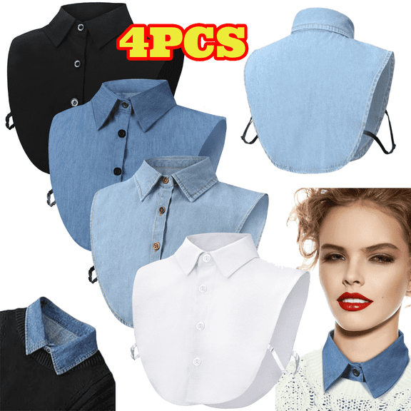 4pcs Collar Detachable Dickey Denim Faux Collars for Women Men Shirt Collar Cuellos Falsos Para Muje