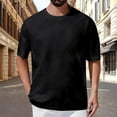 thumbnail image 2 of MIXUE Mens T-Shirts Solid Color Round Neck Short Sleeve Jacquard Soft Comfortable Breathable Casual Loose Trendy Business Sports Pullover Tops Tshirts Outwear,Black,XXXXXXL, 2 of 6