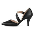 thumbnail image 4 of Pennysue Women's Black PU Strappy Short Heels With Pointed Toes Size 8.5, 4 of 5