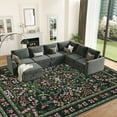 thumbnail image 2 of Washable Area Rug, Boho Floral Soft Rugs for Living Room, Non Slip Low Pile Carpet for Bedroom, Dining Room, Nursery, Hallway, 2 of 8