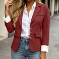 thumbnail image 6 of vdgthytj Blazer for Women Long Sleeve Open Front Button Lightweight Lapel Collar Fall Business Casual Work Jackets(Medium,Wine), 6 of 9