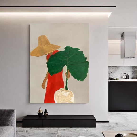 2D Flat, Minimalist Canvas Painting Abstract Painting - Elegant Textured Wall Art for Living Room, Bedroom, or Office Decor, Modern Home Accent with Golden Frame