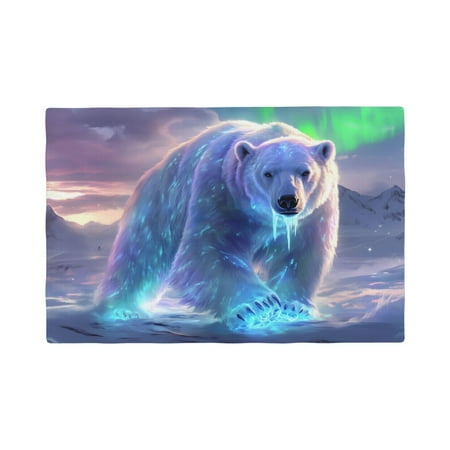 

Placemats Set of 4 Aurora Icy Blue Polar Bear Heat Resistant Non - Slip Place mats Waterproof table mat for Kitchen Dining-4片装
