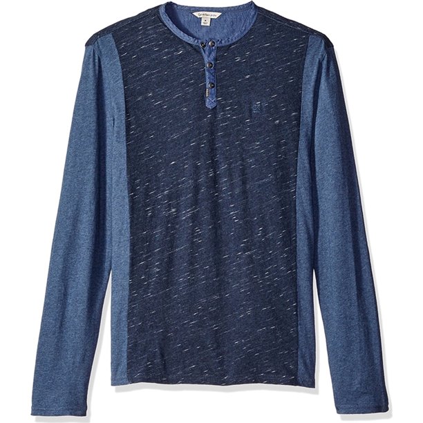 Calvin Klein - Camiseta henley de manga larga para hombre, color azul, XL Calvin Klein henley