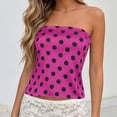 thumbnail image 4 of Yrmaups Strapless Polka Dot Tank Top for Women, Casual Boho Slim Crop Top, Stretchy Basic Tee for Party Vacation Beach Daily Wear, Hot Pink 2XL, 4 of 7