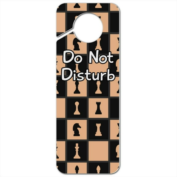 Chess Board Pieces Pattern Plastic Door Knob Hanger Sign