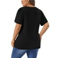 thumbnail image 3 of WellSize Plus Size Blouses for Women Button Tunic Tops V Neck Short Sleeve Summer Shirts, 3 of 8