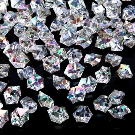 

Winnerw Dazzling Clear Fake Ice Rocks 150PCS Clear Holographic Acrylic Crushed ICES Sparkling Clear Fake Diamonds Iridescent Plastic Clear Gems Marble Vases Fillers Table Scatter Decoration