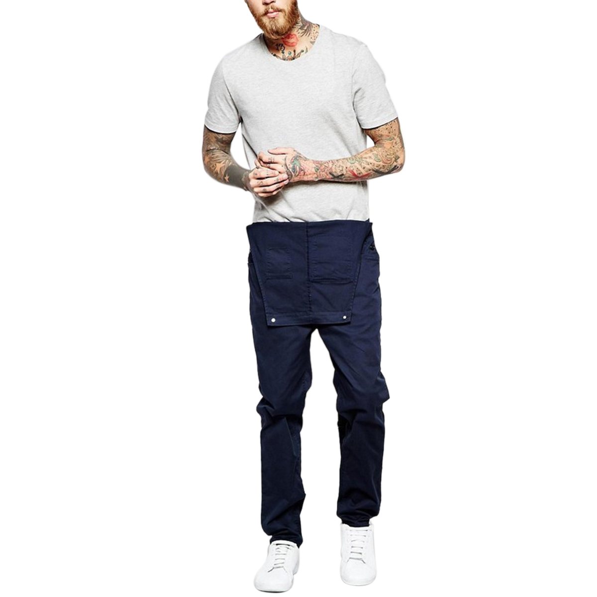 Bmnmsl Men Pants Bib Overalls Solid Color Jumpsuit Jeans Suspender Pants - image 4 of 5