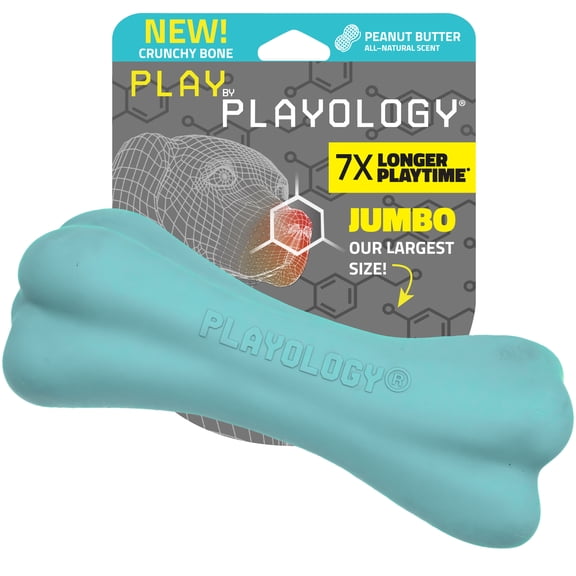 Play by Playology Dog Toys | Interactive Dog Toy Bone | Scented Crunchy Bone, Large