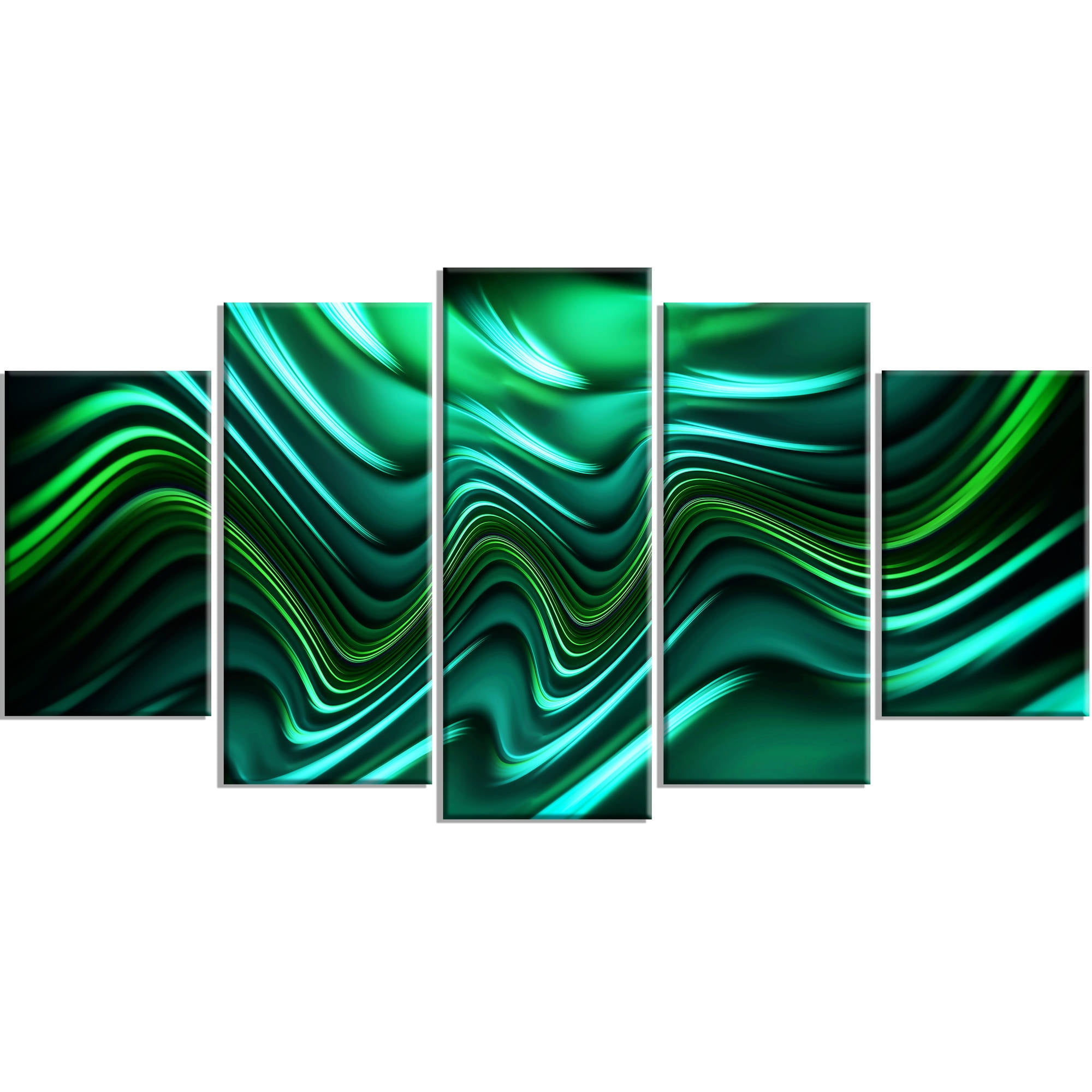 Design Art Emerald Energy Green Abstract Canvas, 5 Panels, 60" x 32"