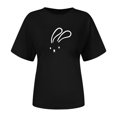 thumbnail image 4 of Women T-Shirt Casual Loose Solid Color Shirt with Crew Neck and Sleeved Drop, 4 of 4