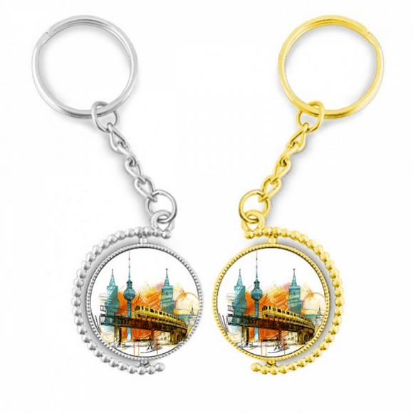 tokyo japan rail train tower rotating rotating key chain accessory couple keyholder