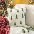 thumbnail image 3 of Christmas Tree Pillow Covers 18x18 Inch Set of 1 Green Xmas Rustic Style Winter Print Decorative Outdoor Pillowcases Farmhouse Vintage Holiday Decorations Throw Cushion Case Decor for Couch Sofa Bed, 3 of 3