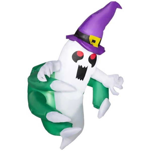 47.2IN Inflatable Halloween Window Sticker Ghost with LED Lights Suction Cups for Window Decor