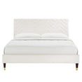 thumbnail image 3 of Maklaine Tufted Performance Velvet Twin Platform Bed in White, 3 of 7