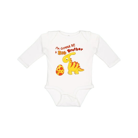 Inktastic I'm Gonna Be A Big Brother-dino Boys Long Sleeve Baby Bodysuit