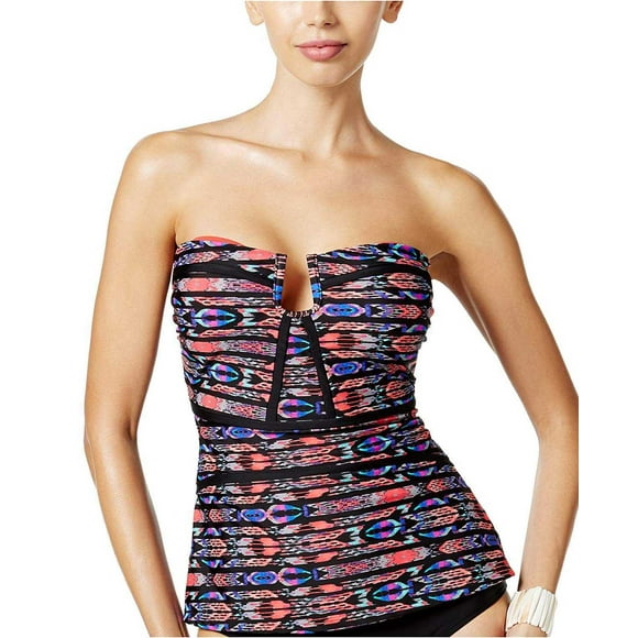 Island Escape Antigua Tribal-Print Tankini Top (Coral / Multi, 10)