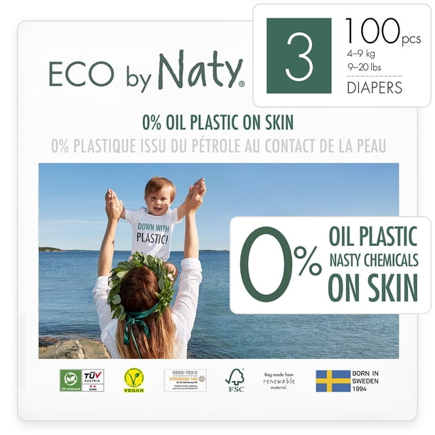 Eco by Naty Diapers for Sensitive Skin, Size 3, 100 Count