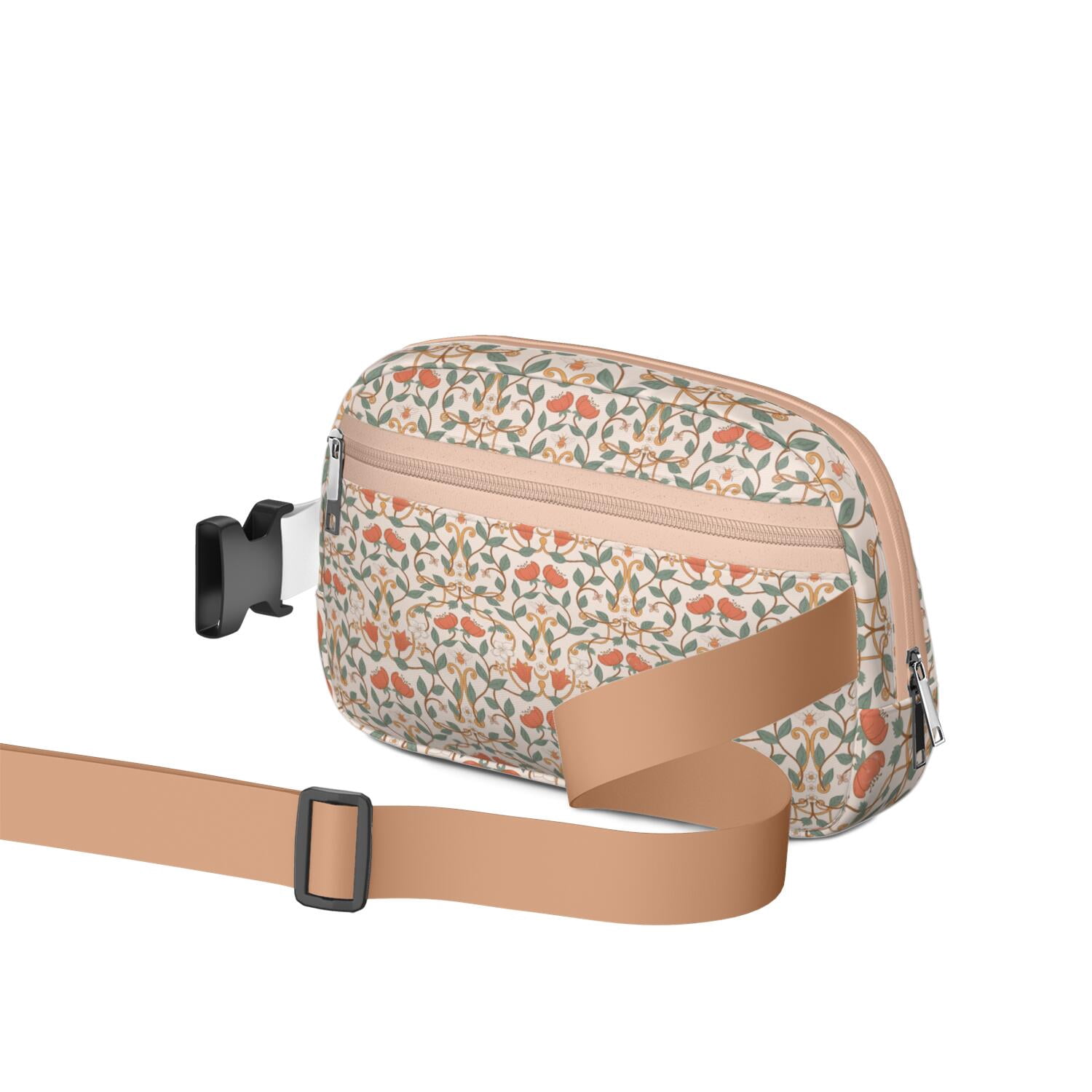 Garden-Inspired Fanny Pack – Floral Waist Bag with Tropical Wildflower Print & Hummingbird Aesthetic