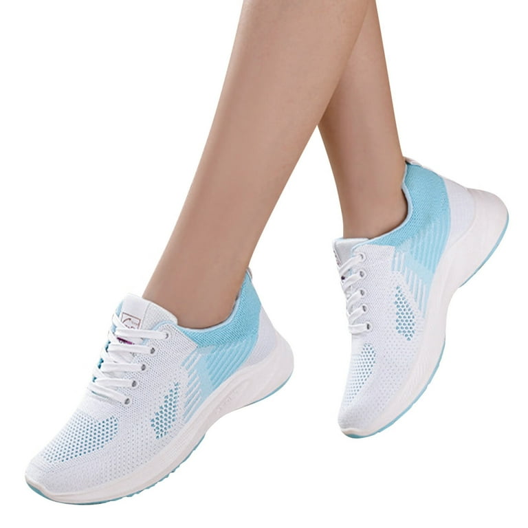 Sneakers for Women Women Breathable Lace Up Shoes Flats Casual Shoes Unisex Lightweight Work Shoes Sporty Breathable Work Trainers Womens Sneakers Pu
