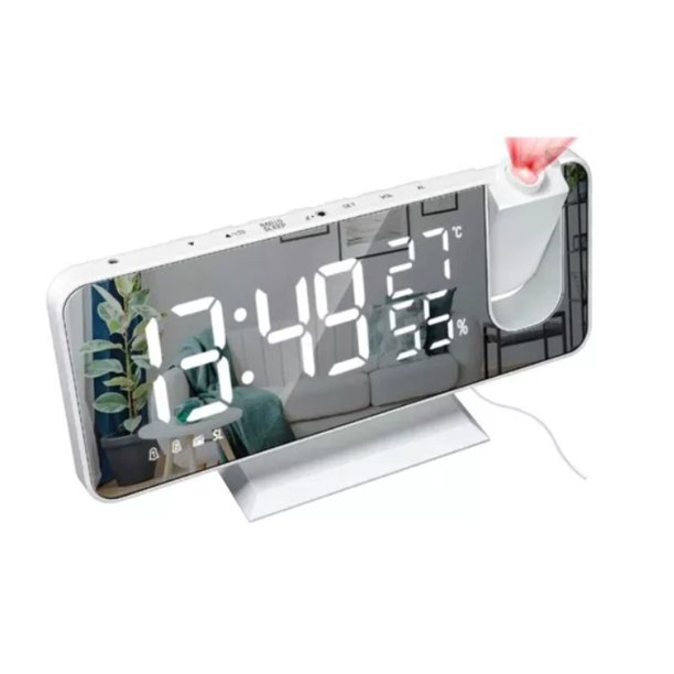 Reloj de espejo LED inteligente con pantalla de temperatura y humedad