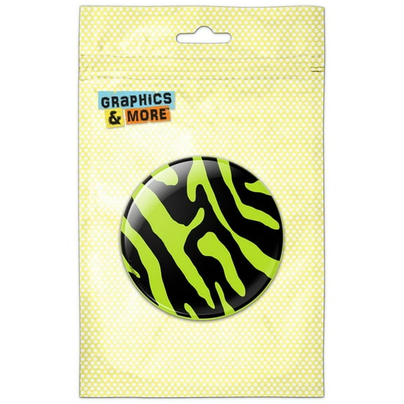 Zebra Print Black Lime Green Pinback Button Pin Badge