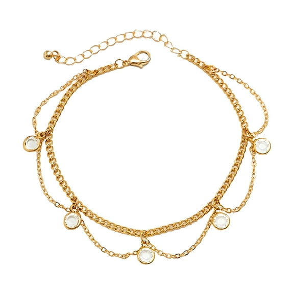 DESIGNICE Ankle Bracelets for Women Jingle Bells Anklet Bracelet Boho Layered Bells Tassels Foot Chain Beach Adjustable Boho Crystal Ankle Bracelet Gold Chain Anklet Anklets for Women Waterproof