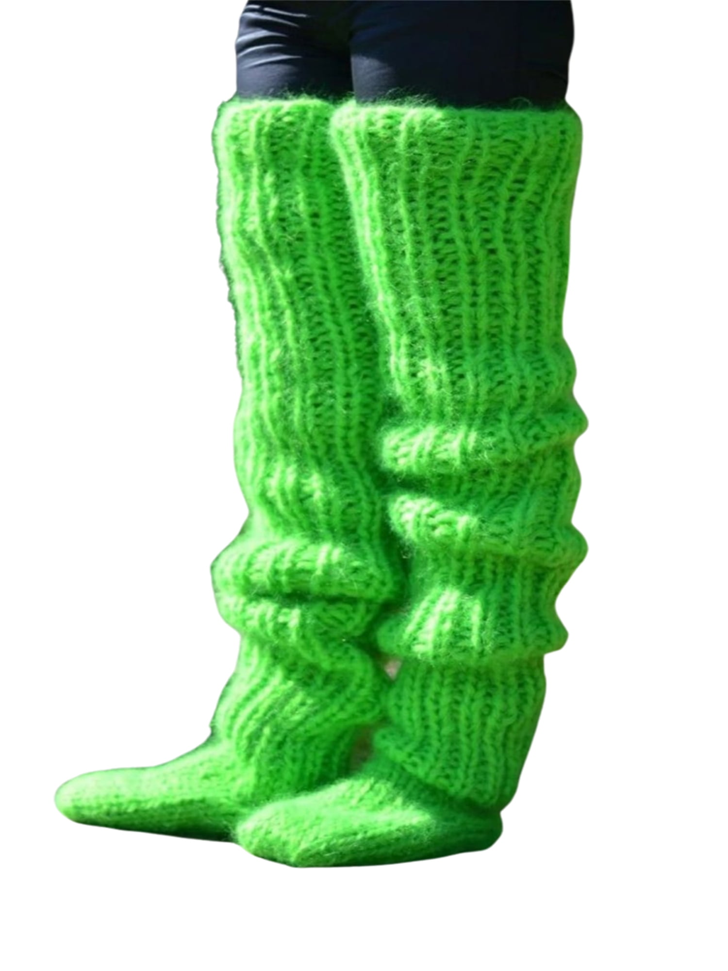 Thigh High Cable Knit Sweater Socks Women's Forest Green Over The Knee Boot Socks