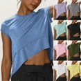 thumbnail image 1 of Top corto,Blusa informal de manga corta para mujer, cuello redondo, poliéster, largo regular, ideal para uso en casa y oficina, sopatenor, 1 of 9
