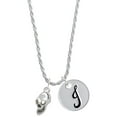 thumbnail image 1 of Delight Jewelry Silvertone Medium Skull Silvertone Script Initial Disc - J - Charm Necklace, 20"+3", 1 of 4